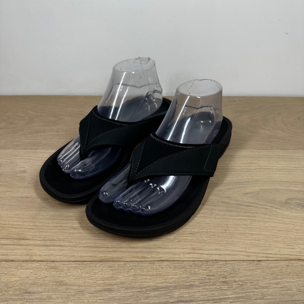 ABEO Balboa Sandals Women 10 Black Thong Slide Comfort Walking Minimalist